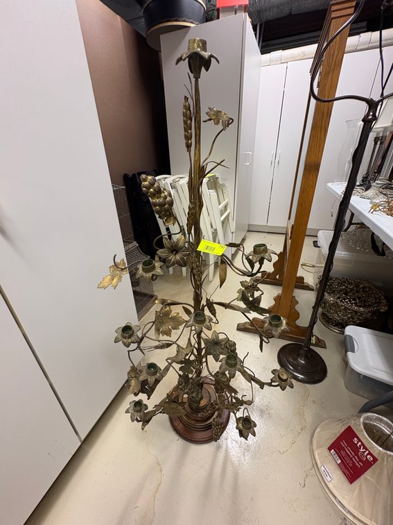 Zone 1-BB- Brass Botanical Metal Floor Candelabra