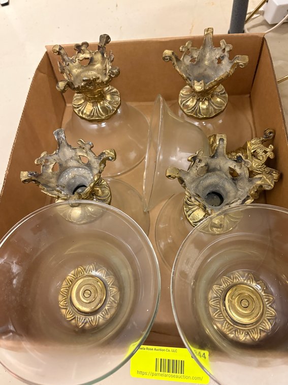 Zone 1-BB- Glass Light Shades with Brass Mounts