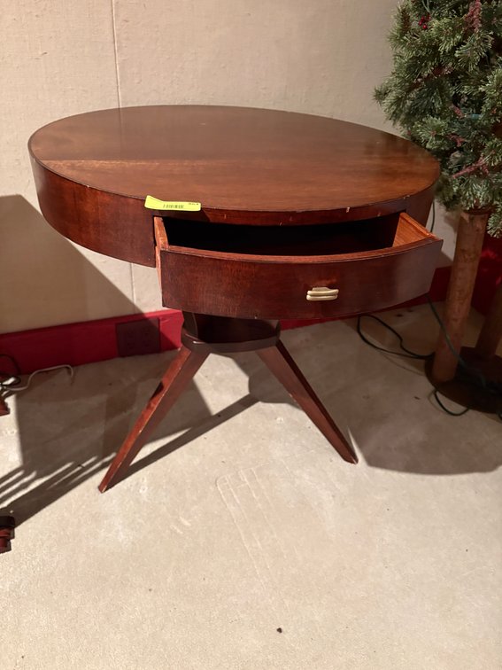 Zone 1-B- Round Wood Drum Side Table