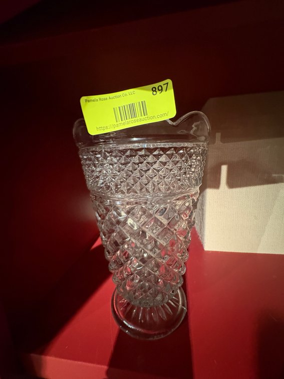 Zone 1-B- Clear Pressed Glass Footed Vase