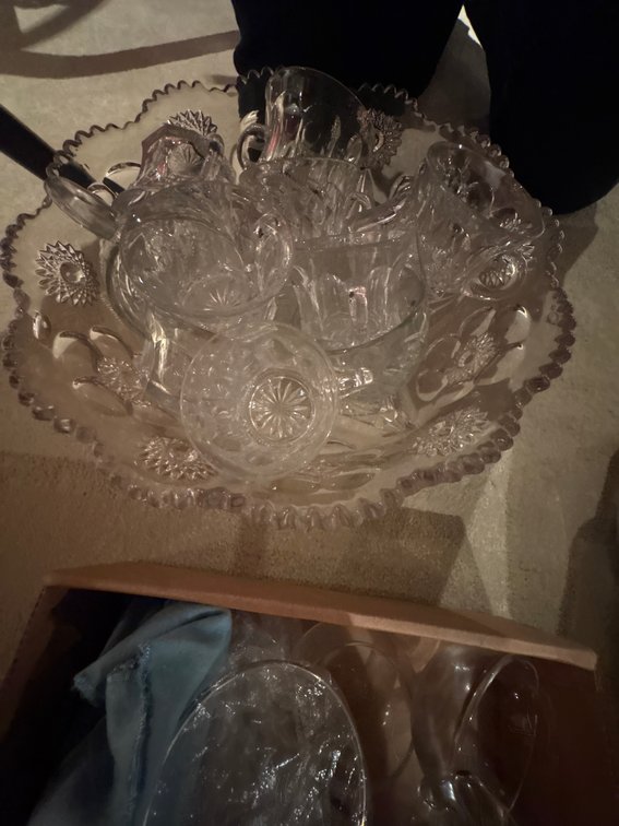 Zone 1-B- Pressed Glass Punch Set and Glassware