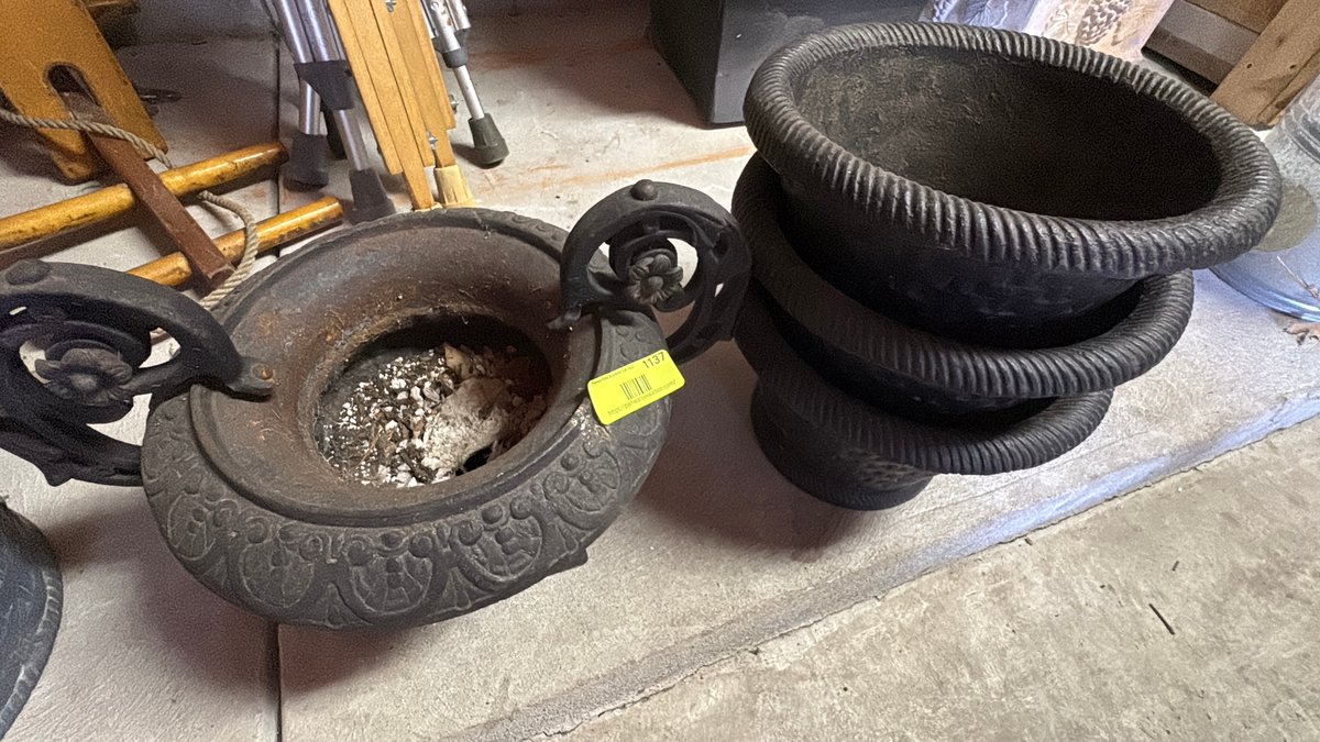 Zone 2-G- Cast Iron Urn and Planters