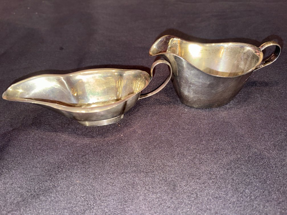 Zone 1-B- Sterling Silver Sauce Boat and Creamer