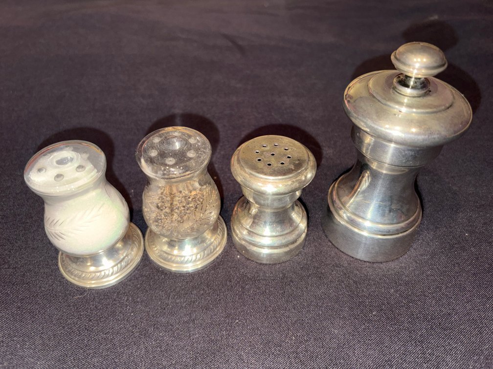 Zone 1-B- Sterling Silver & Glass Shakers With Sterling Base