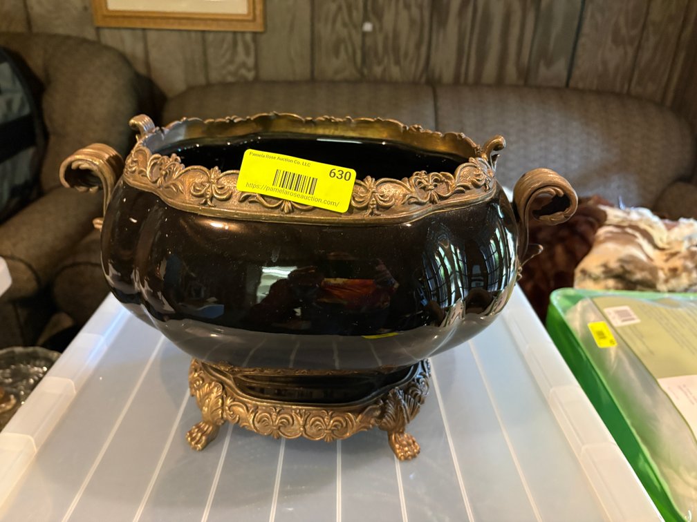 Zone 1-BE- Brass Black Footed Centerpiece Bowl