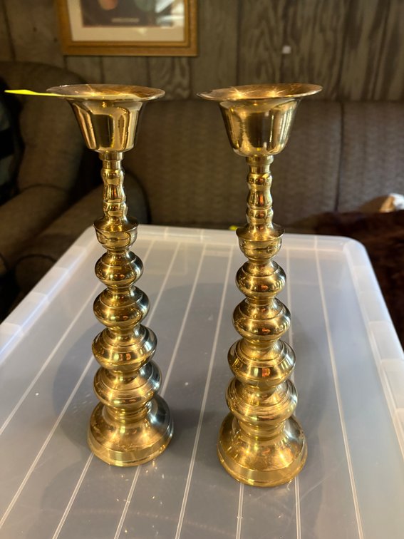 Zone 1-BE- Pair of Brass Candlesticks