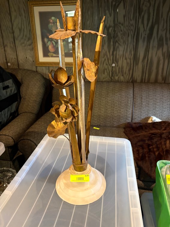 Zone 1-BE- Brass Floral Candleholder
