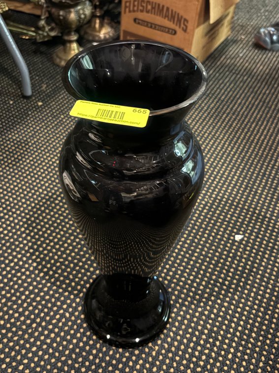 Zone 1-BE- Black Glass Pedestal Vase