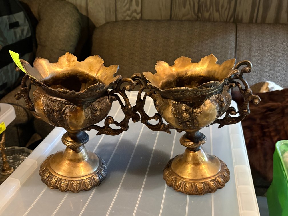 Zone 1-BE- Pair of Brass Urns