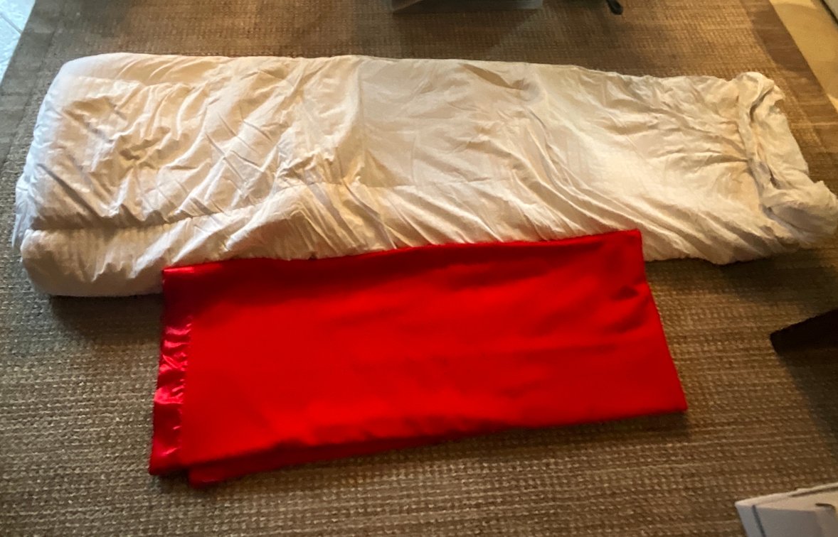 Zone 1-E- Red Blanket and White Comforter