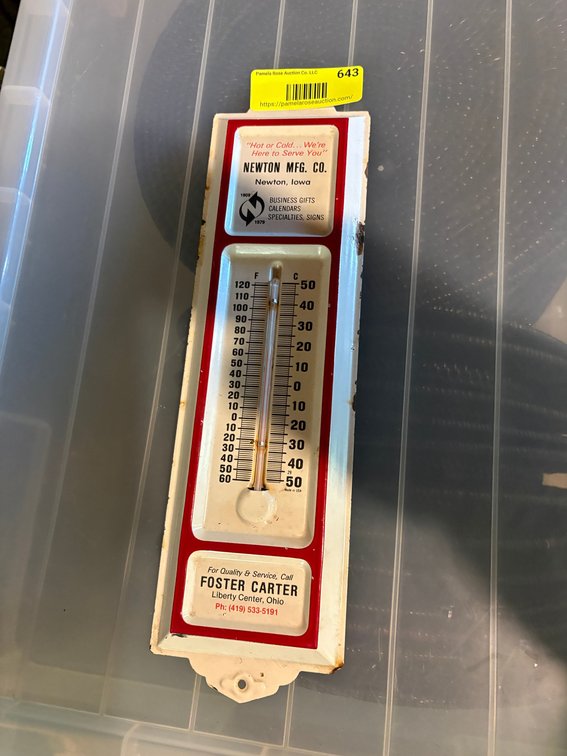 Zone 1-BE- Newton Mfg. Co. Wall Thermometer