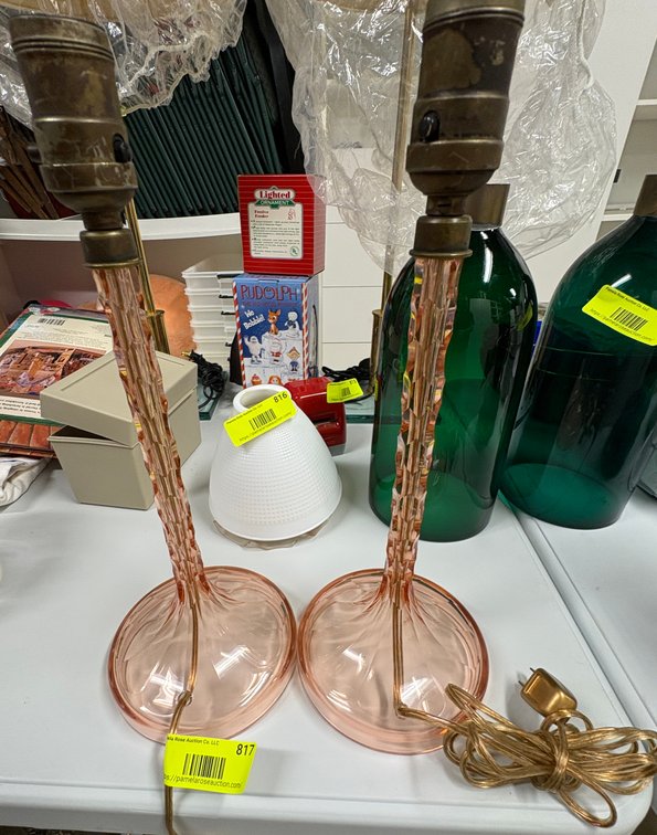 Zone 1-BB- Pink Glass Table Lamps