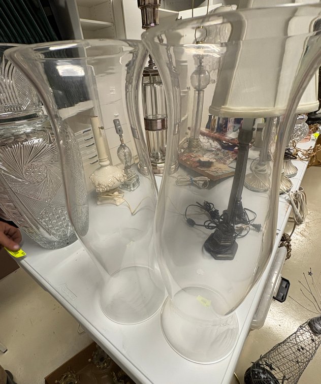 Zone 1-BB- Pair of Glass Hurricane Vases