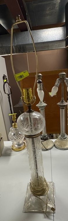 Zone 1-BB- Etched Glass Column Table Lamp