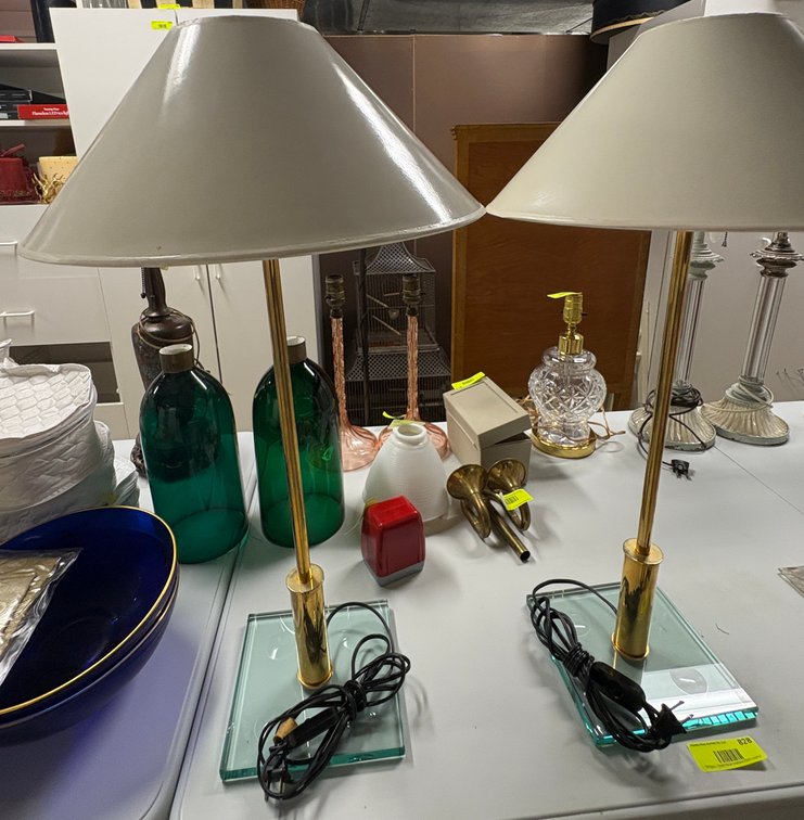 Zone 1-BB- Glass Base Brass Table Lamps