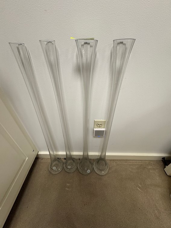 Zone 1-BB- Clear Glass Trumpet Vases