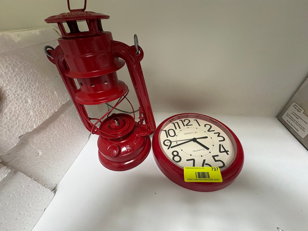 Zone 1-BB- Red Wall Clock and Lantern