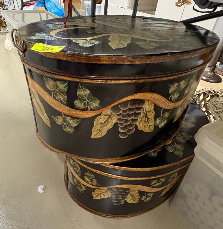 Zone 1-BB- Painted Oval Tole Boxes