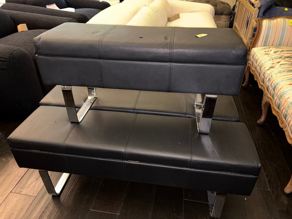 Zone 3-CUP- Black Upholstered Storage Benches