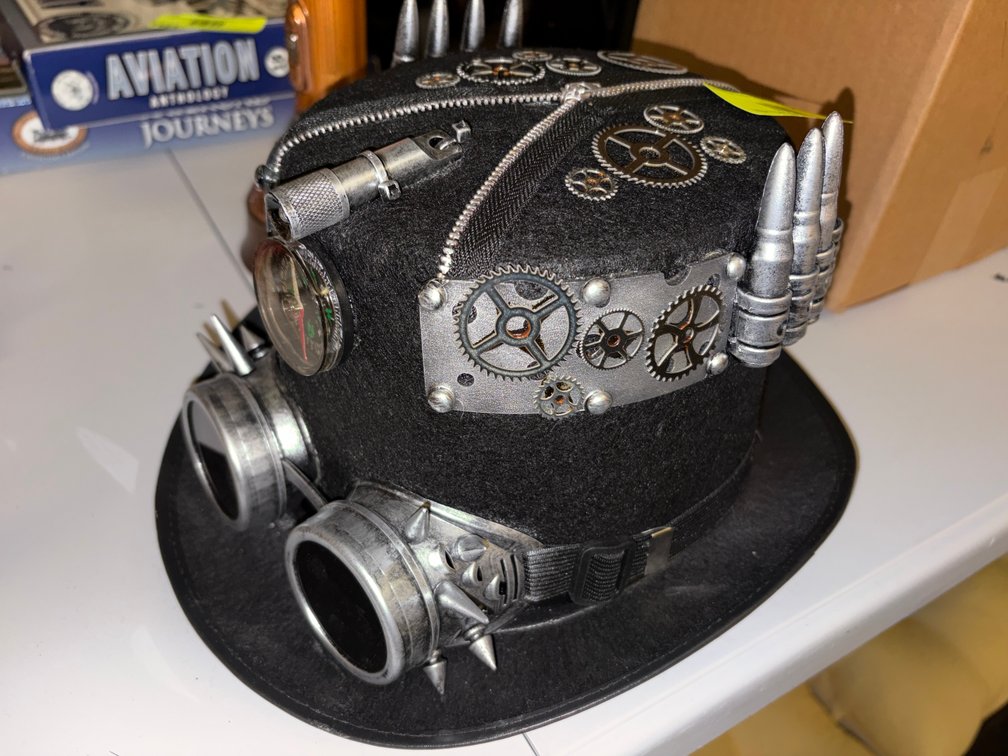 Zone 3-CUP- Steampunk Top Hat with Goggles