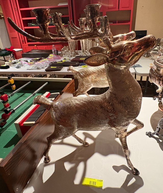 Zone 1-B- (1) Silverplated Stag Candelabra