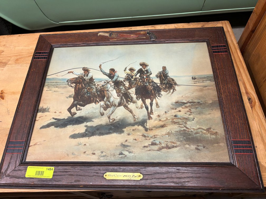 Zone 3-CG- The Cow-Pony Race Framed Print (Cracked Glass)