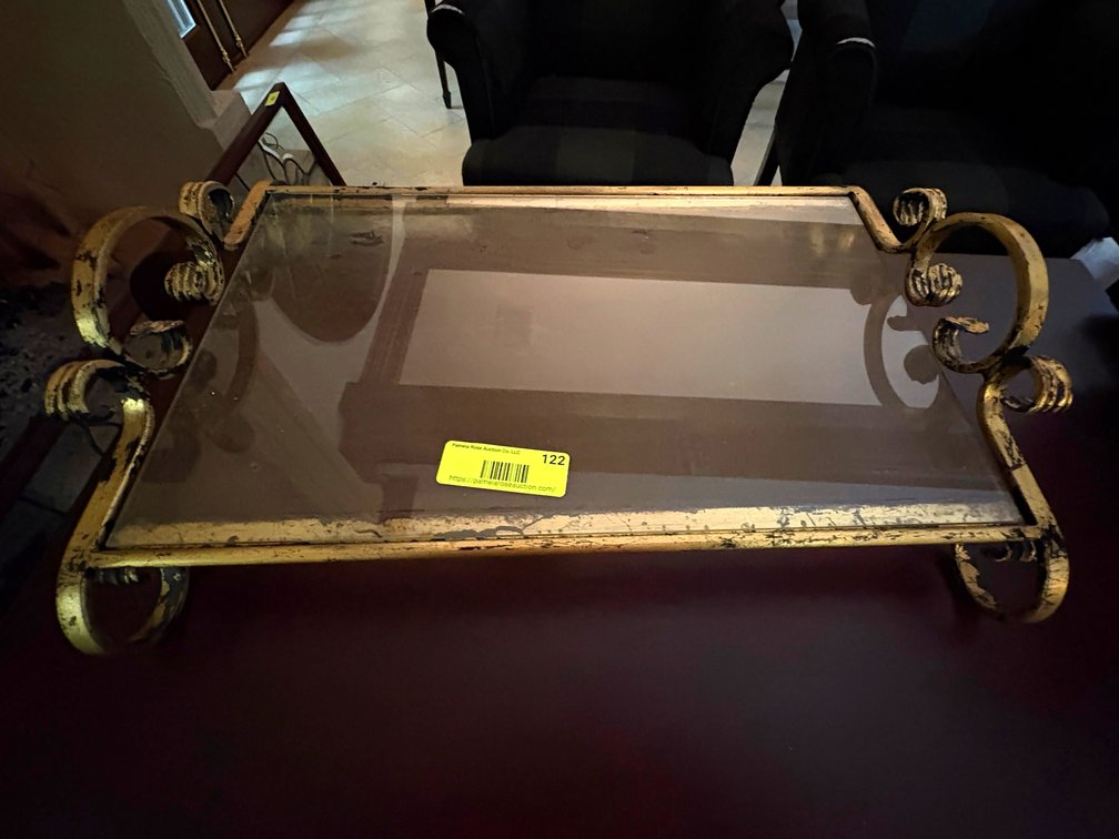 Zone 1-LR- Gilt Metal and Glass Tray