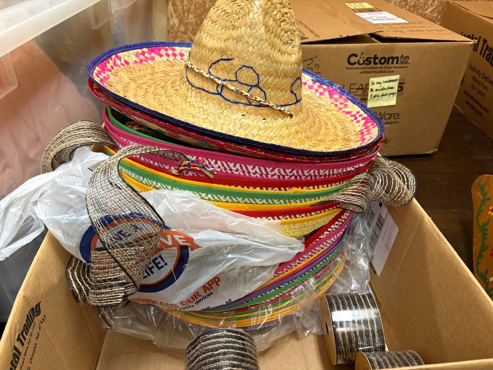 Zone 3-CUP- Straw Sombreros and Mesh Ribbon