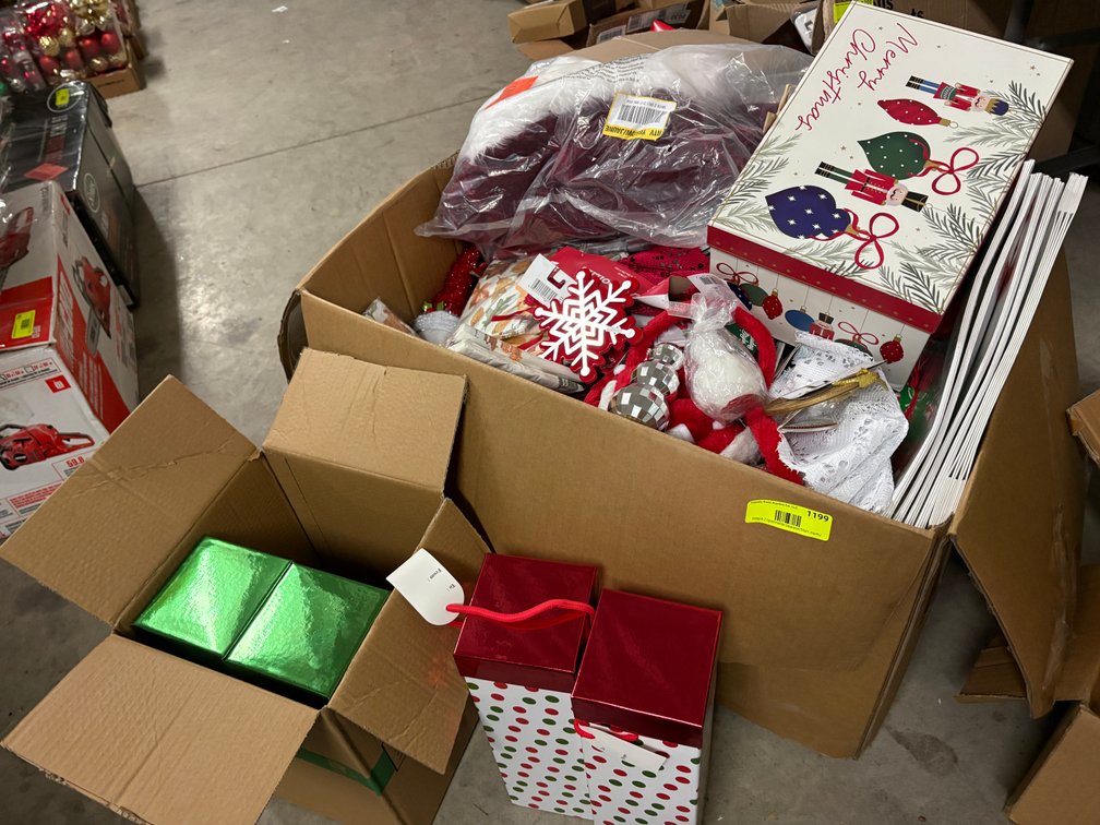 Assorted Christmas Decor & Gift Boxes