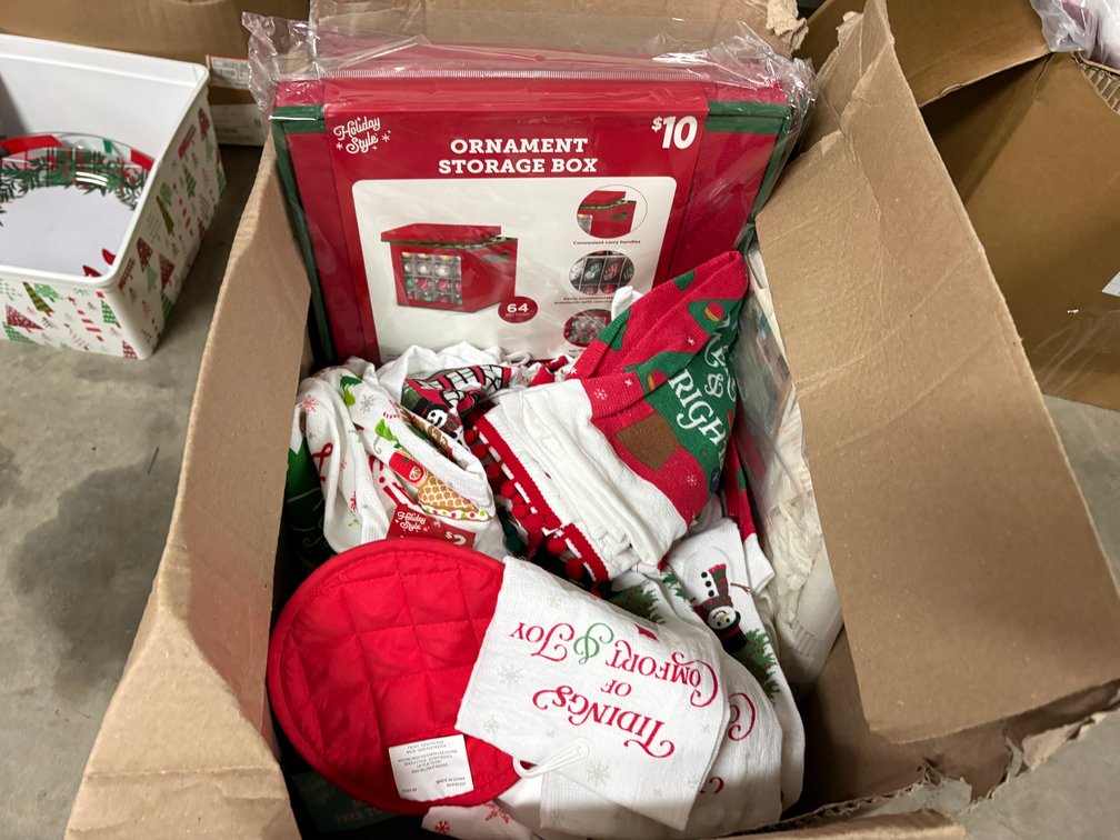 Ornament Storage Boxes & Assorted Christmas Decor