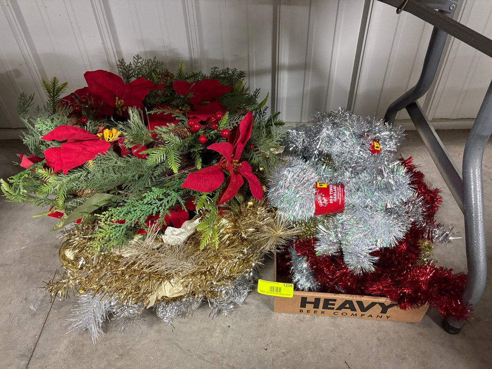 Christmas Wreath and Tinsel Garland