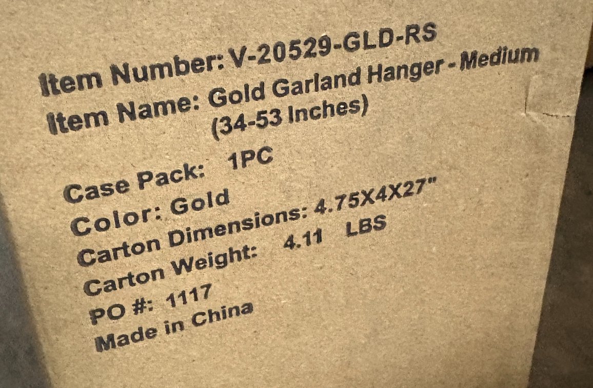 Gold Garland Hanger Medium