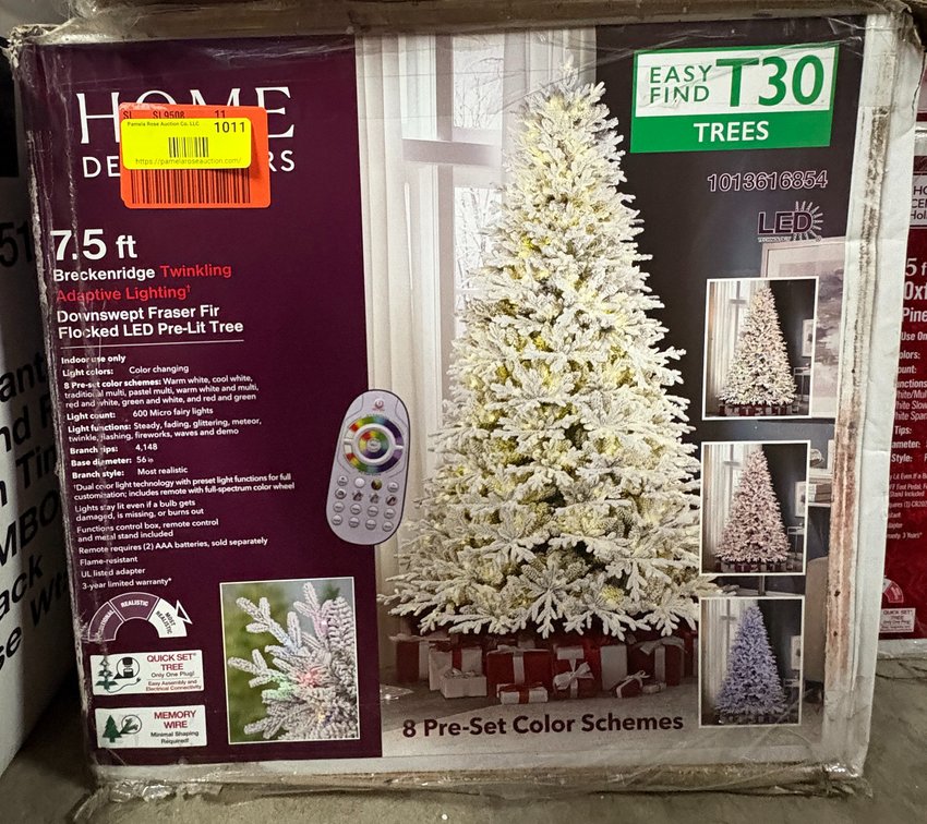 7.5 ft Flocked Pre-Lit Christmas Tree