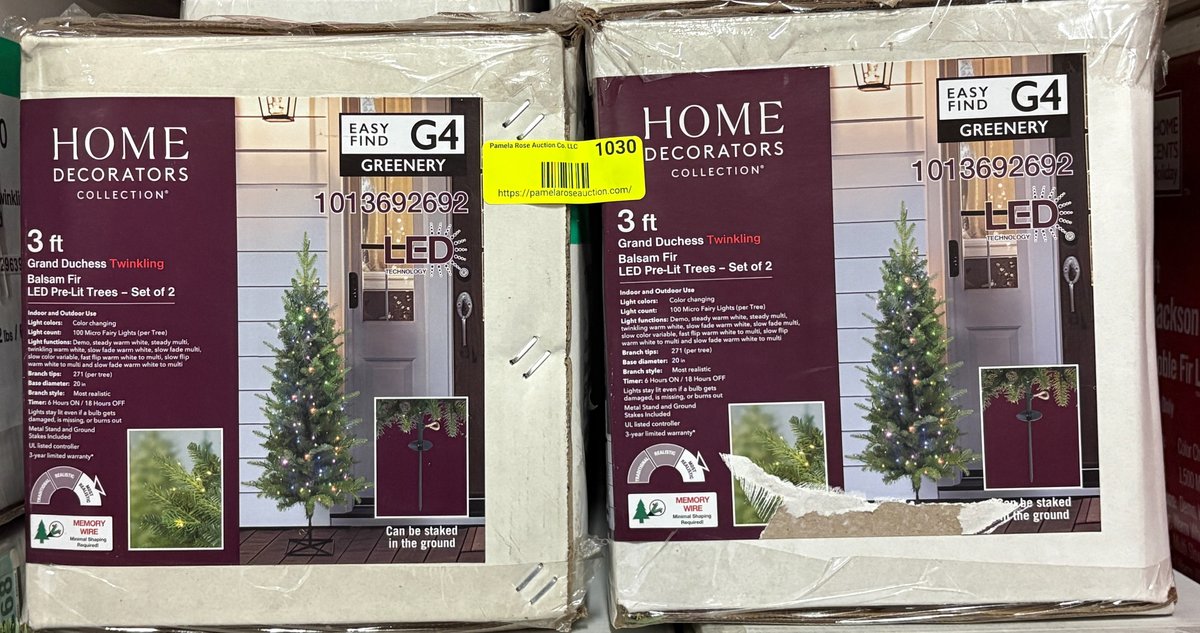 (2) 3 ft Grand Duchess Twinkling Balsam Fir Pre-Lit Christmas Trees