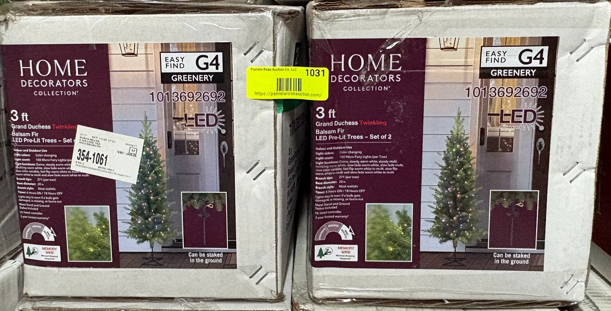 (2) 3 ft Grand Duchess Twinkling Balsam Fir Pre-Lit Christmas Trees