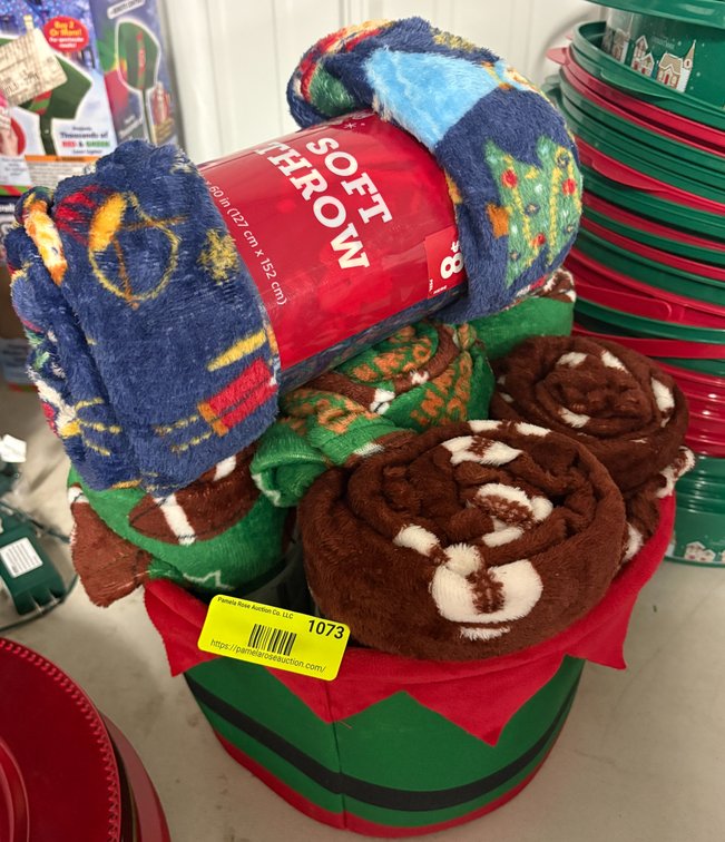 Plush Throw Blankets in Elf Basket
