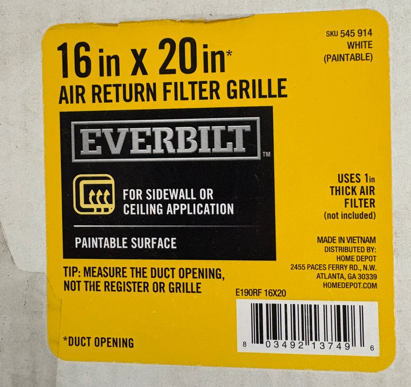 Everbilt Air Return Filter Grille