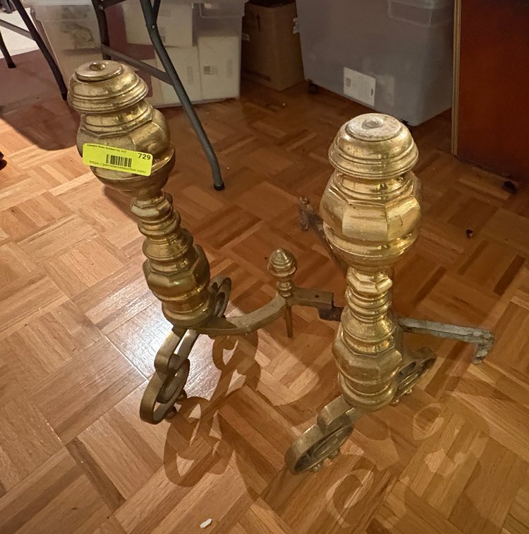 Zone 1-B- Brass Pair Of Andirons