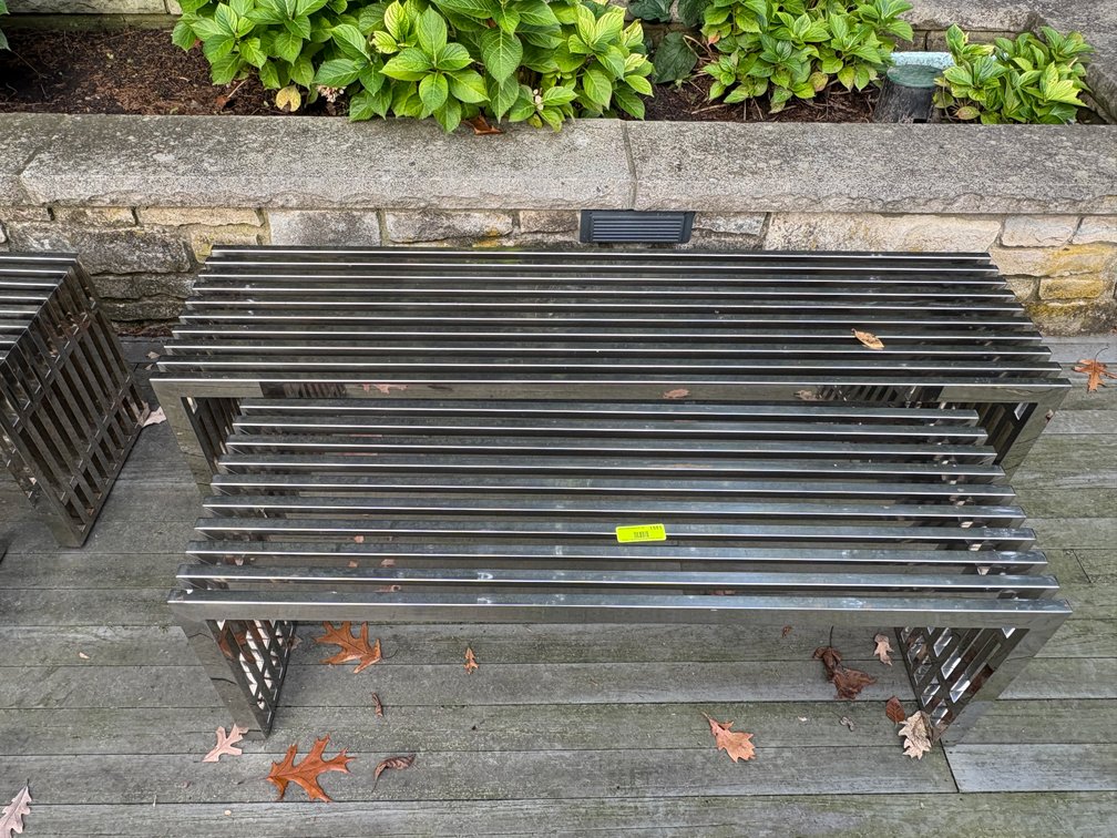Zone 1-O- Slatted Metal Benches