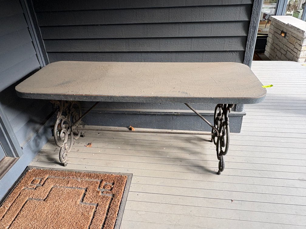 Zone 1-O- Cast Iron Base Wood Table