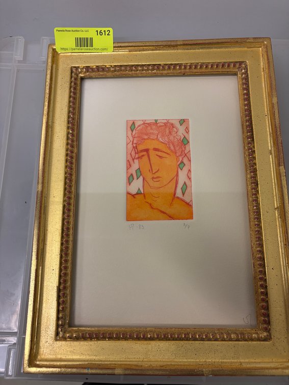 Zone 1-BB- Framed Classical Male Bust Etching