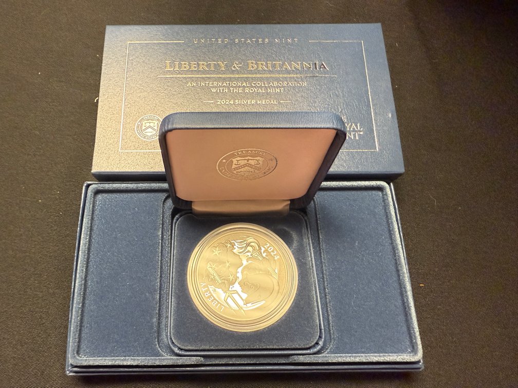 2024 United States Mint/ The Royal Mint Liberty & Britannia, An International Collaboration With The Royal Mint Silver Medal , 1 Oz Silver