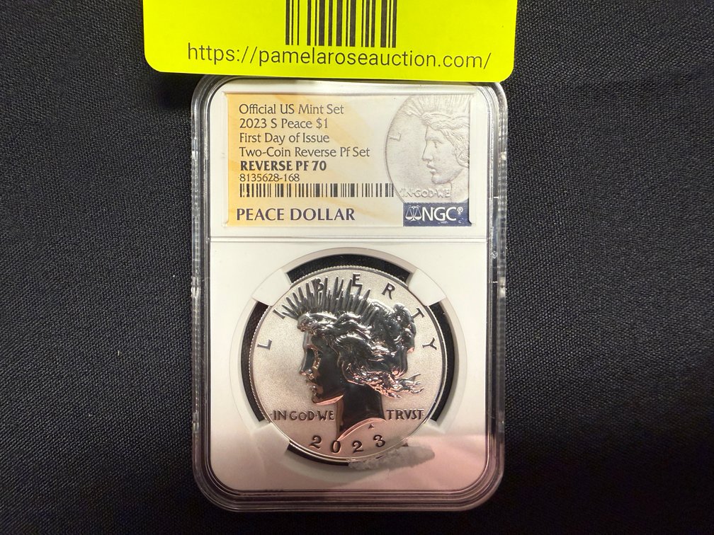 2023 S Peace $1 First Day Of Issue Two-Coin Reverse PF Set Reverse PF 70