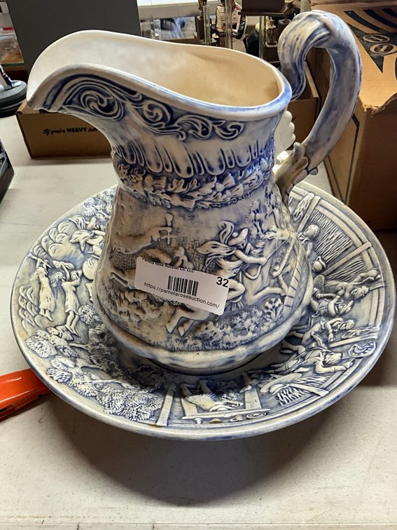 Ceramic Wash Pitcher & Bowl Set