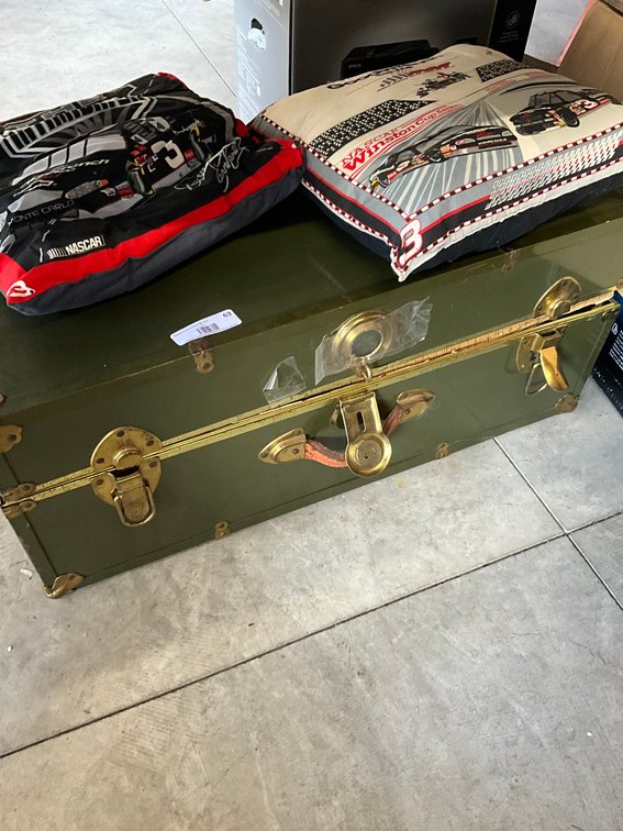 Green Trunk With (2) Dale Earnhardt Pillows