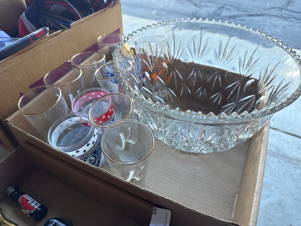 Punch Bowl, Mugs, "K" Glasses, Apollo Glasses