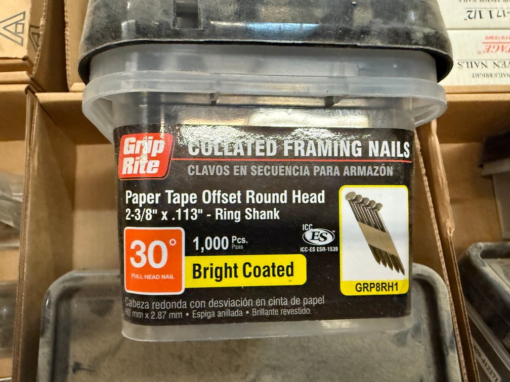 (3) Plastic Bins Framing Nails