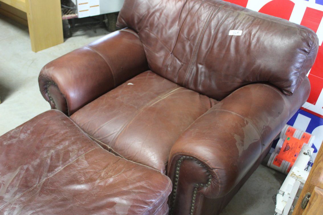 Leather Chair & Ottoman