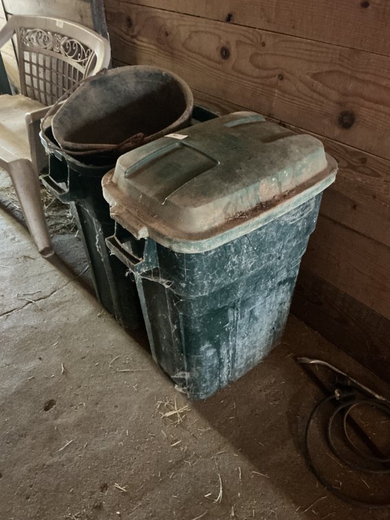 2 - Trash Barrels & Feed Bucket
