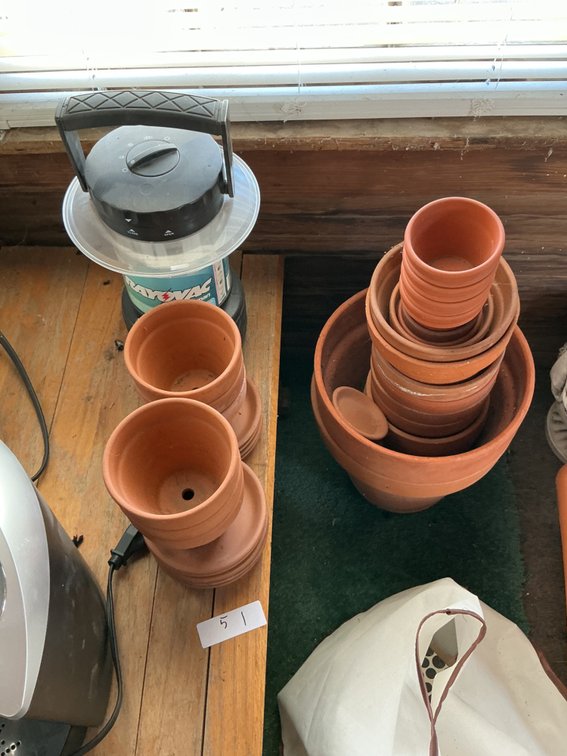 Table and flowerpots